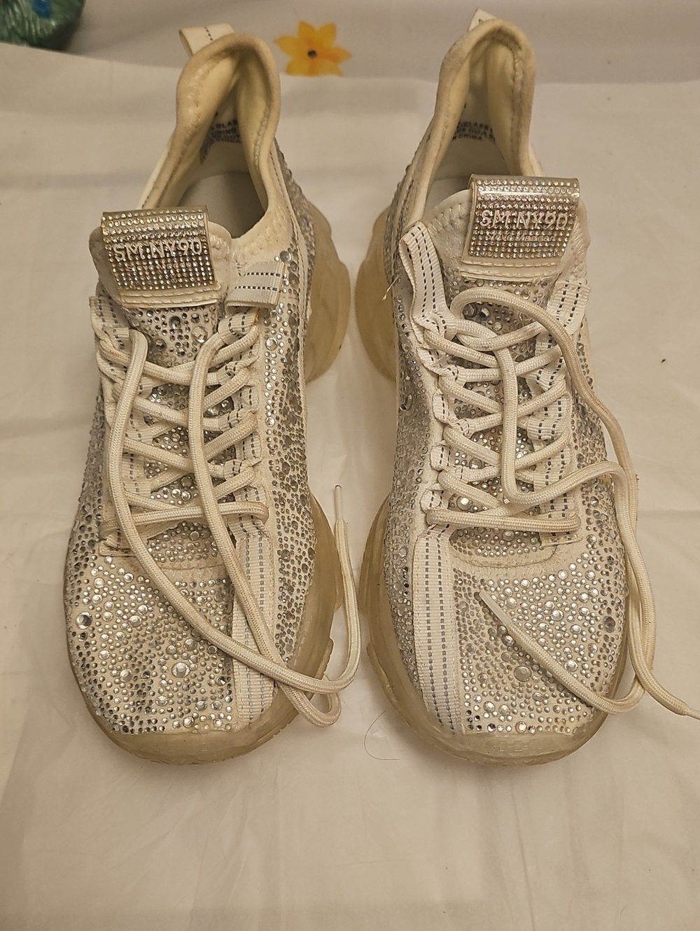 Steve Madden Maxima-R Rhinestone Sneakers in White